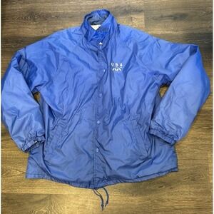 Vintage 1990s Style USA Olympics Nylon Blue Jacket Size Large
